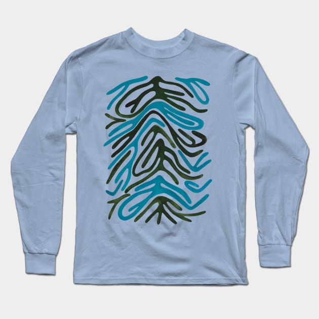 Zebra Print - Blue and Forest Green Long Sleeve T-Shirt by ToiledeLina